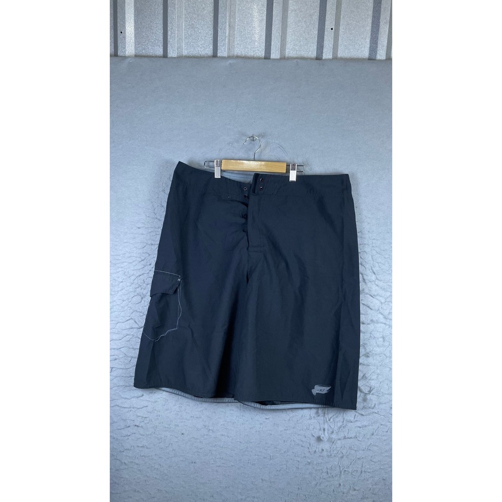 Tony Hawk Board Shorts Mens 38 Black Excellent Graphic Cargo Pocket Swim Trunks